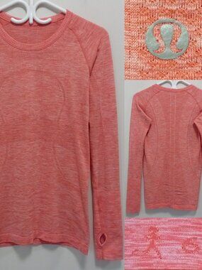 Lululemon Run Swiftly Tech Long Sleeve Crew Space Dye Heathered Atomic Red 6